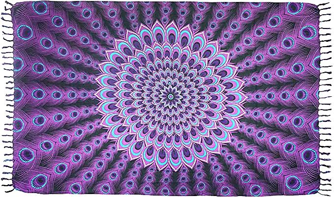 Universal-Tuch Mandala Pfauenfedern violett